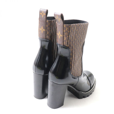 LOUIS VUITTON boots leather Brown black Women 35 1/2 Used Authentic